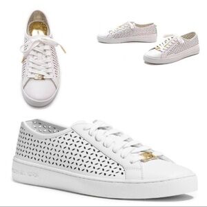 Michael Kors Olivia Leather Perforated Trainers Sneakers size 6